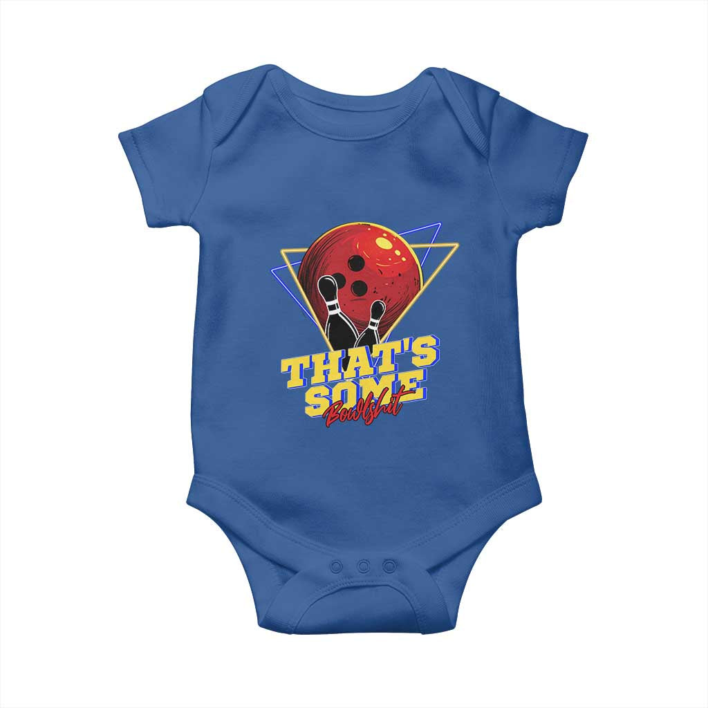 80s Bowling Baby Onesie That's Some Bowlshit Neon Retro Ball Pins Strike Spilt TS11 Royal Blue Print Your Wear