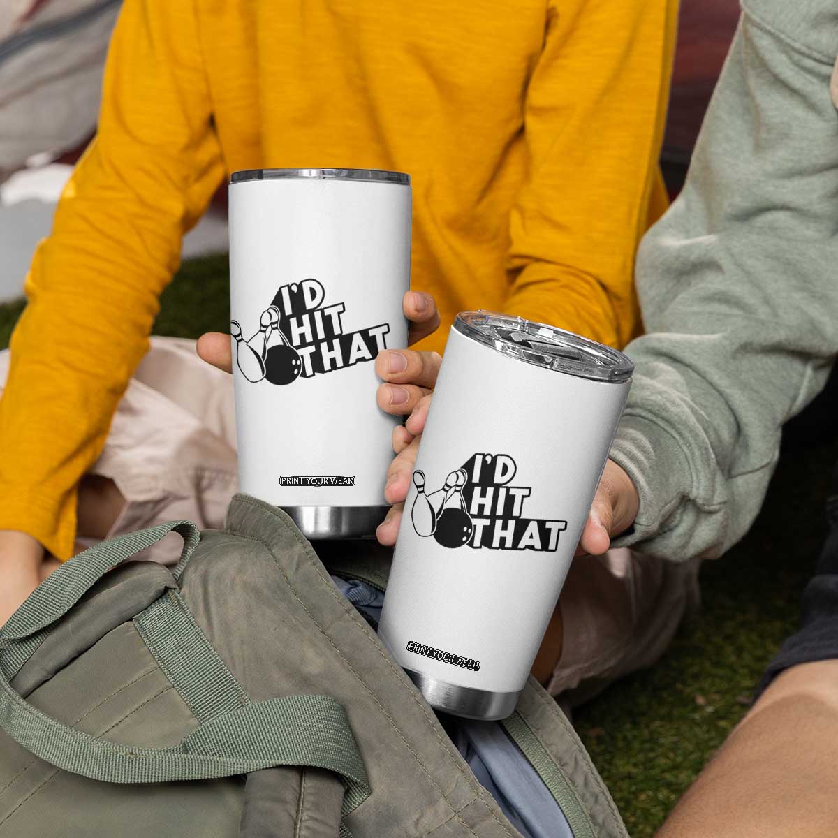 Funny Bowling Tumbler Cup I'D Hit That Quote Bowling Pin Ball TS11 Print Your Wear