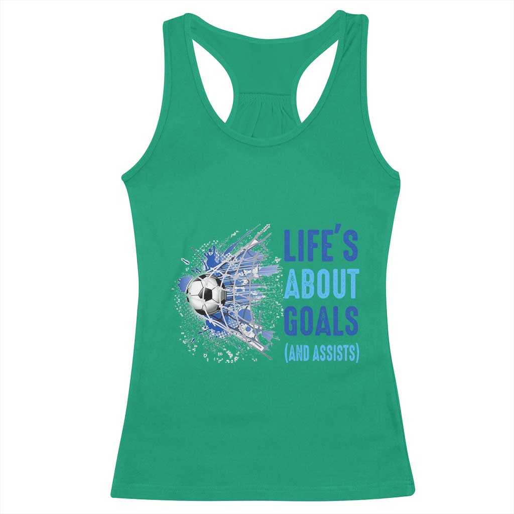 Soccer Lover Racerback Tank Top Life's About Goals And Assists Coach TS11 Irish Green Print Your Wear