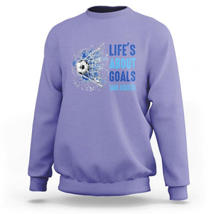 Soccer Lover Sweatshirt Life's About Goals And Assists Coach TS11 Violet Print Your Wear