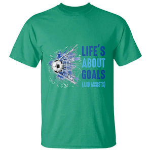 Soccer Lover T Shirt Life's About Goals And Assists Coach TS11 Irish Green Print Your Wear