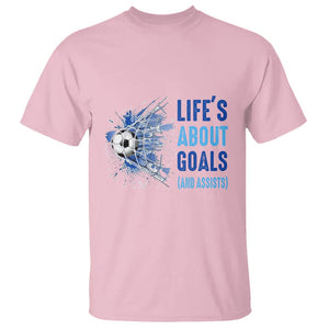 Soccer Lover T Shirt Life's About Goals And Assists Coach TS11 Light Pink Print Your Wear