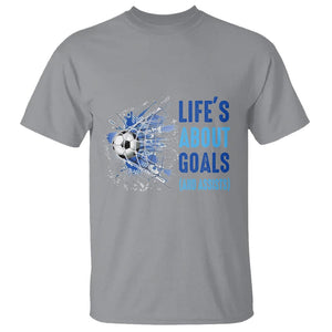 Soccer Lover T Shirt Life's About Goals And Assists Coach TS11 Sport Gray Print Your Wear