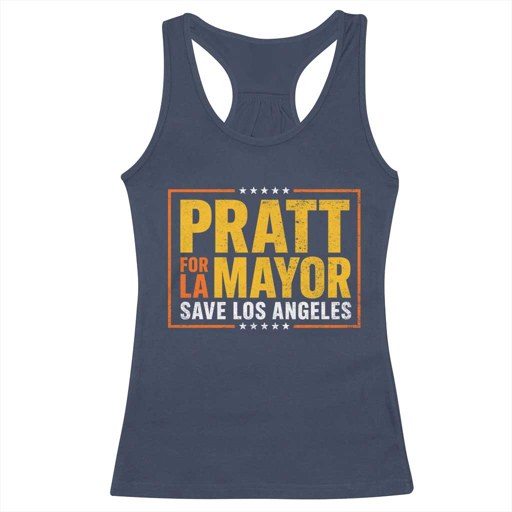 Pratt For Mayor Save Los Angeles Racerback Tank Top Spencer Supporter TS11 Navy Print Your Wear