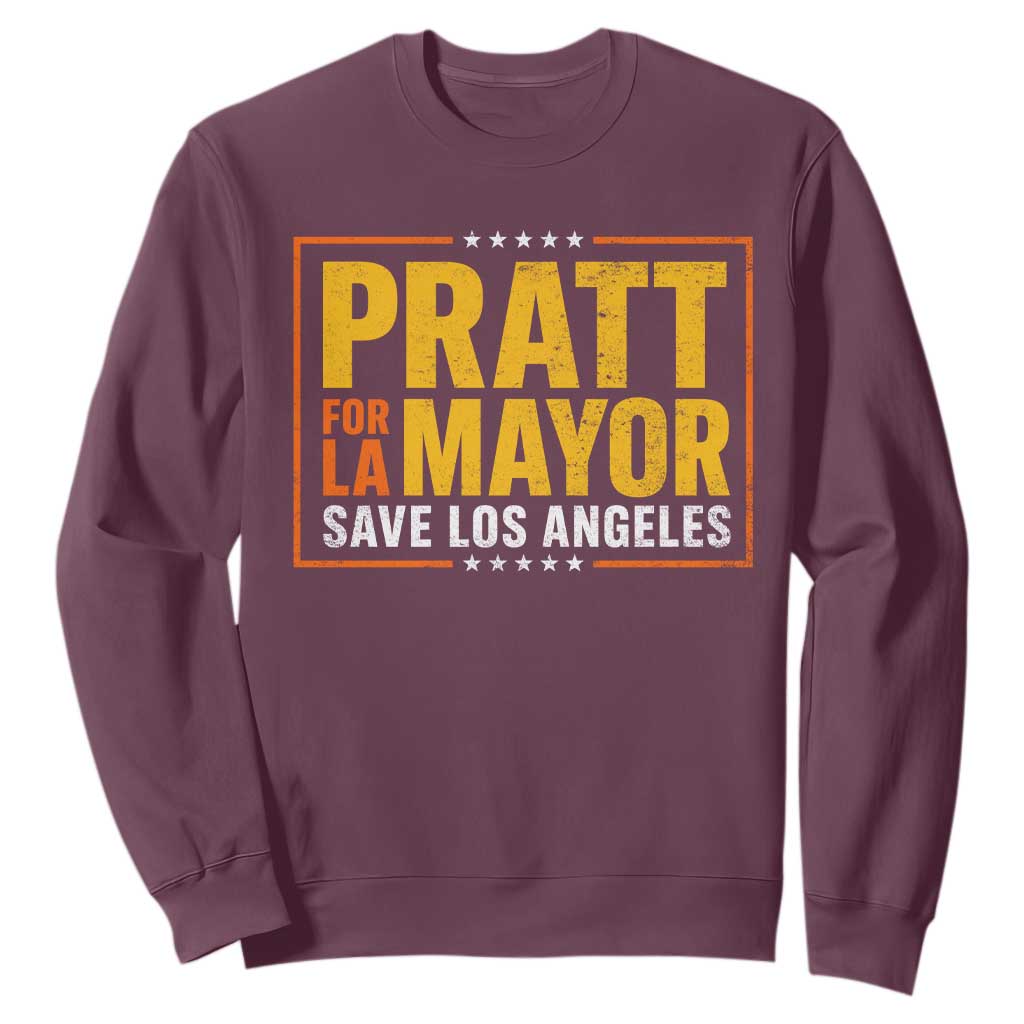 Pratt For Mayor Save Los Angeles Sweatshirt Spencer Supporter TS11 Maroon Print Your Wear