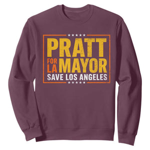 Pratt For Mayor Save Los Angeles Sweatshirt Spencer Supporter TS11 Maroon Print Your Wear