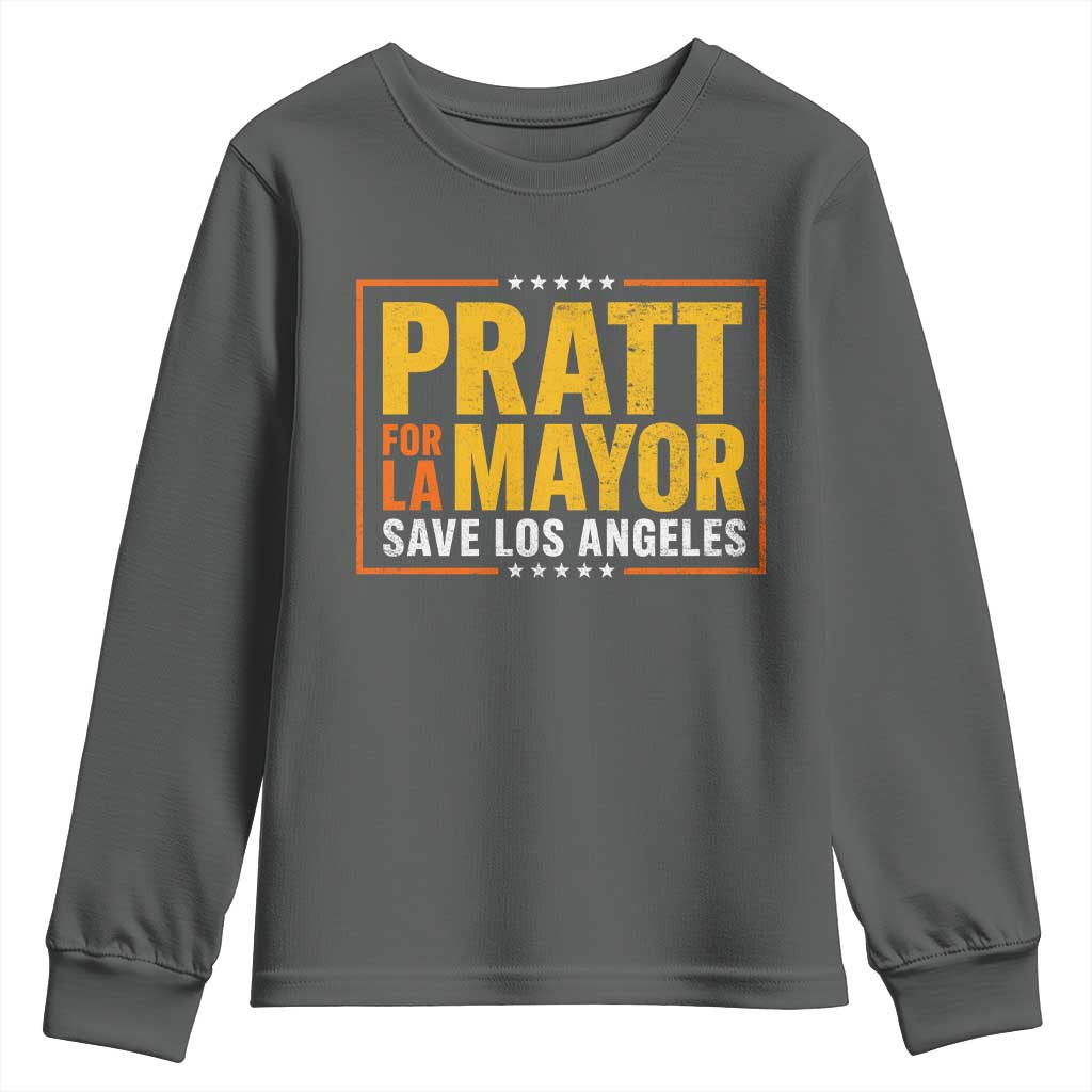 Pratt For Mayor Save Los Angeles Youth Sweatshirt Spencer Supporter TS11 Dark Heather Print Your Wear