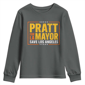 Pratt For Mayor Save Los Angeles Youth Sweatshirt Spencer Supporter TS11 Dark Heather Print Your Wear