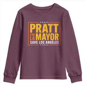 Pratt For Mayor Save Los Angeles Youth Sweatshirt Spencer Supporter TS11 Maroon Print Your Wear