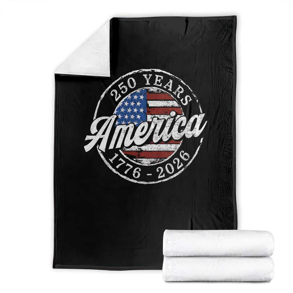 America 250 Years 1776 2026 Throw Blanket 250th Anniversary USA Vintage USA Flag TS11 Black Print Your Wear