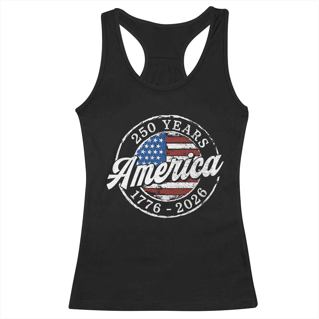 America 250 Years 1776 2026 Racerback Tank Top 250th Anniversary USA Vintage USA Flag TS11 Black Print Your Wear