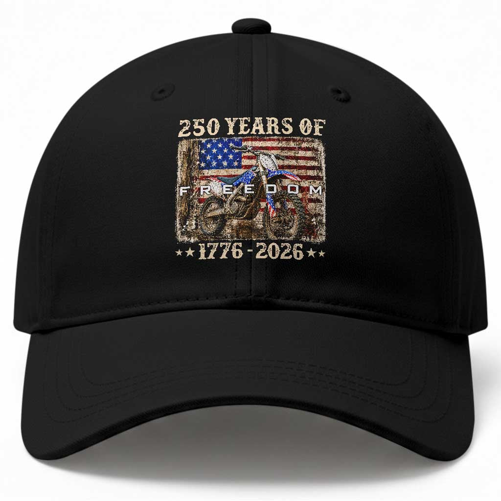 250 Years Of Freedom Dirt Bike Motocross 1776 2026 Baseball Cap TS11 Print Your Wear