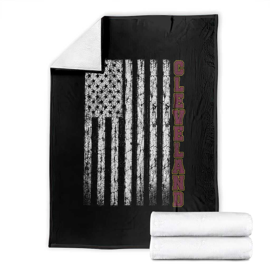 Cleveland Ohio State Pride Vintage American Flag Throw Blanket Vintage American Flag Ohio State Pride TS11 Black Print Your Wear