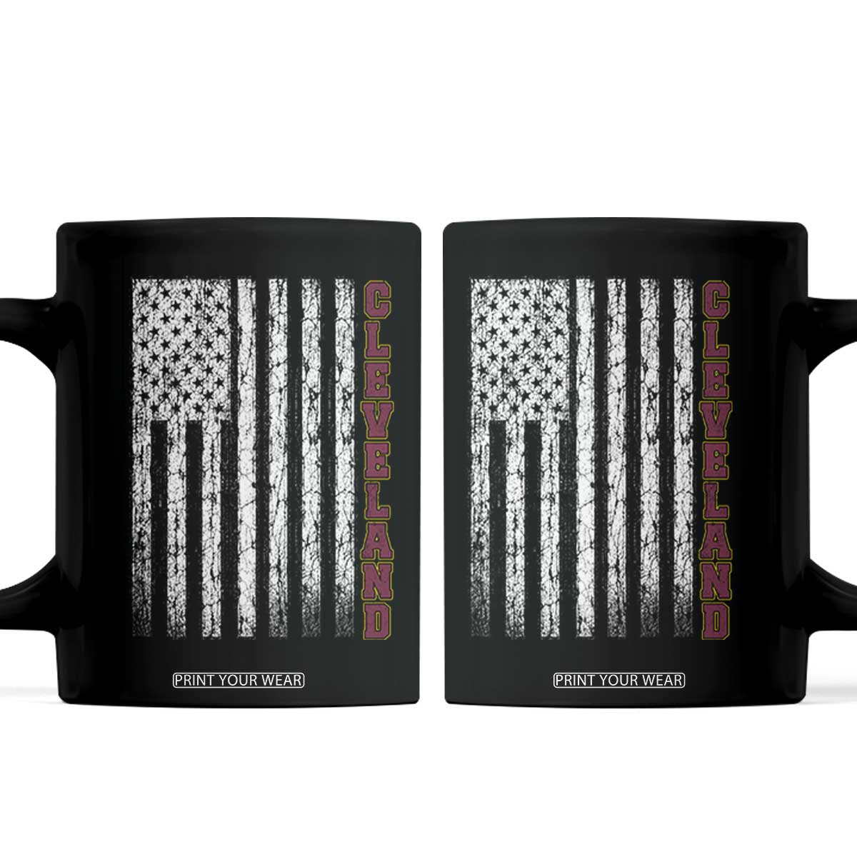 Cleveland Ohio State Pride Vintage American Flag Coffee Mug Vintage American Flag Ohio State Pride TS11 Black Print Your Wear