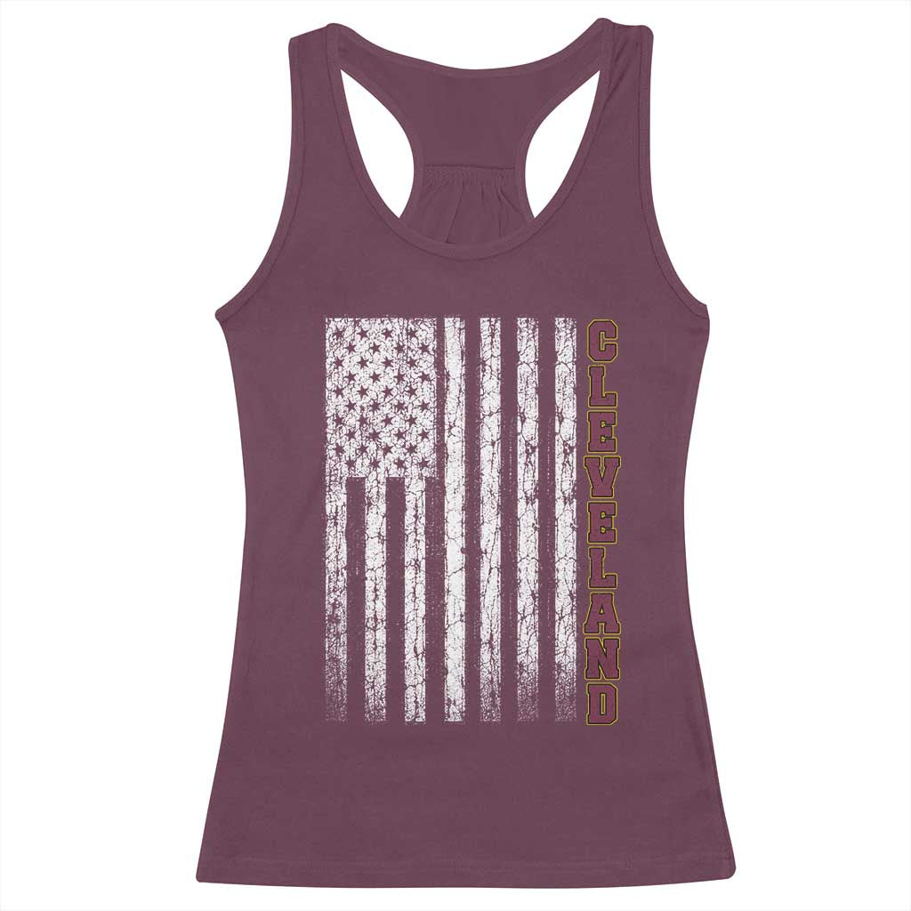 Cleveland Ohio State Pride Vintage American Flag Racerback Tank Top Vintage American Flag Ohio State Pride TS11 Maroon Print Your Wear
