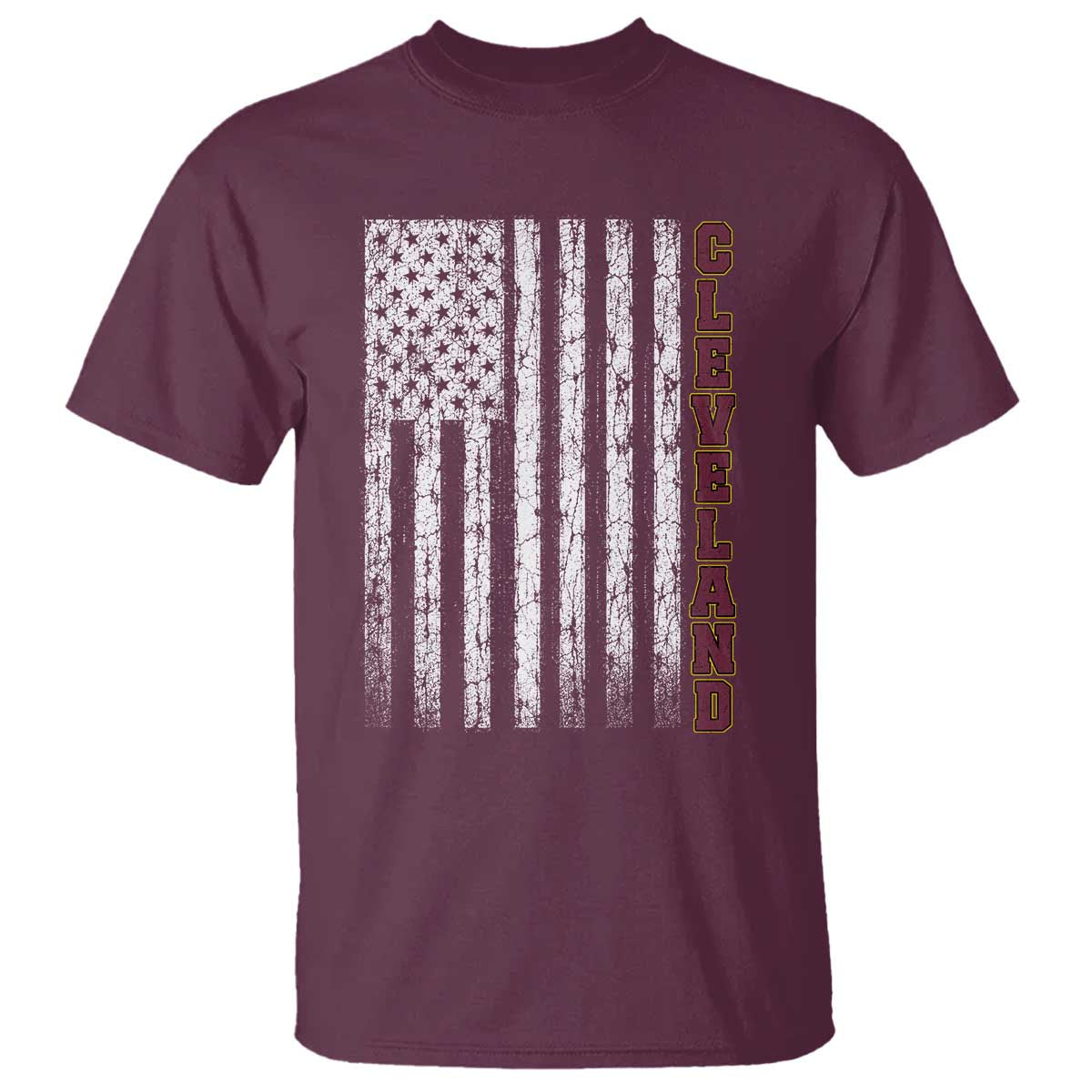 Cleveland Ohio State Pride Vintage American Flag T Shirt Vintage American Flag Ohio State Pride TS11 Maroon Print Your Wear