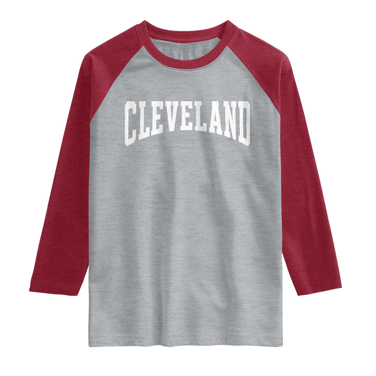 Cleveland Ohio OH City Throwback Design Vintage Raglan Shirt TS11 Heather Gray Heather Red Print Your Wear