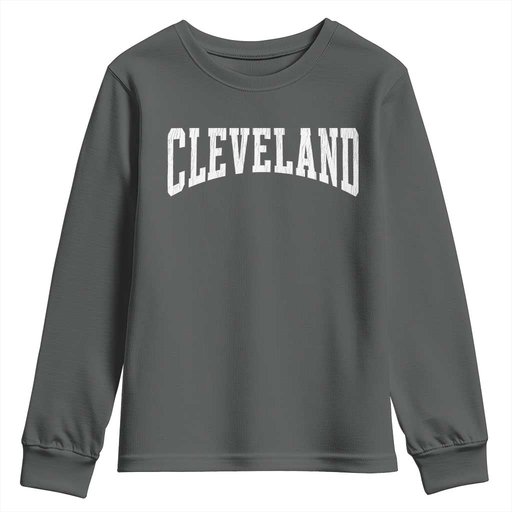 Cleveland Ohio OH City Throwback Design Vintage Youth Sweatshirt TS11 Dark Heather Print Your Wear