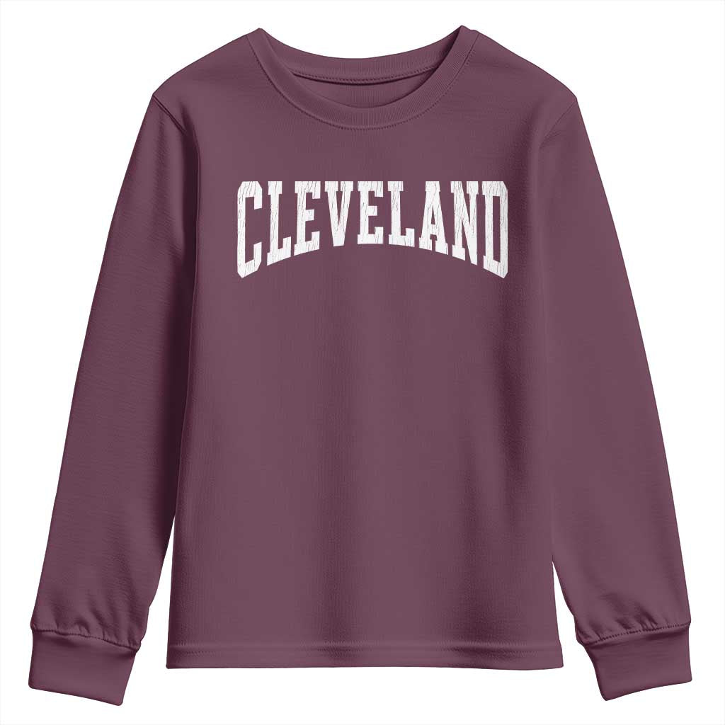 Cleveland Ohio OH City Throwback Design Vintage Youth Sweatshirt TS11 Maroon Print Your Wear