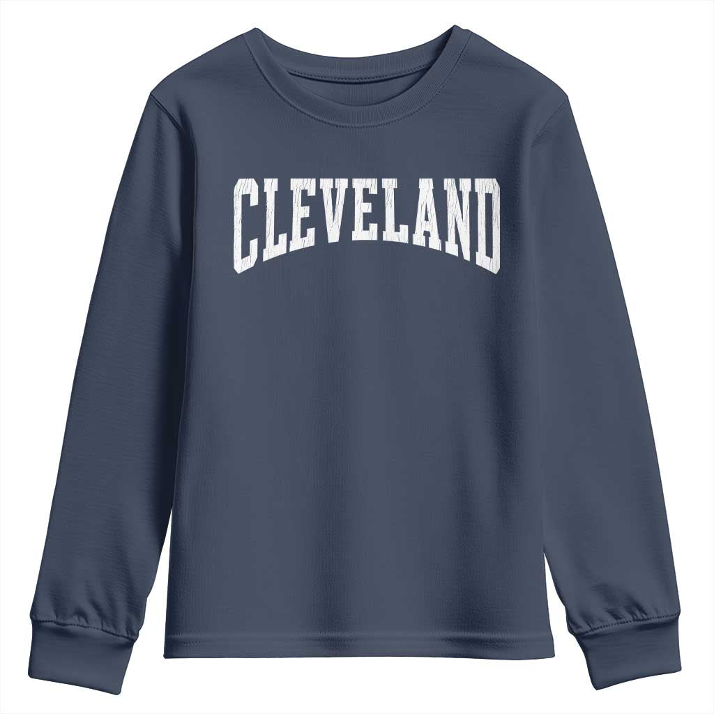 Cleveland Ohio OH City Throwback Design Vintage Youth Sweatshirt TS11 Navy Print Your Wear