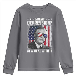 Franklin D Roosevelt Youth Sweatshirt Great Depression New Deal With It TS11 Charcoal Print Your Wear