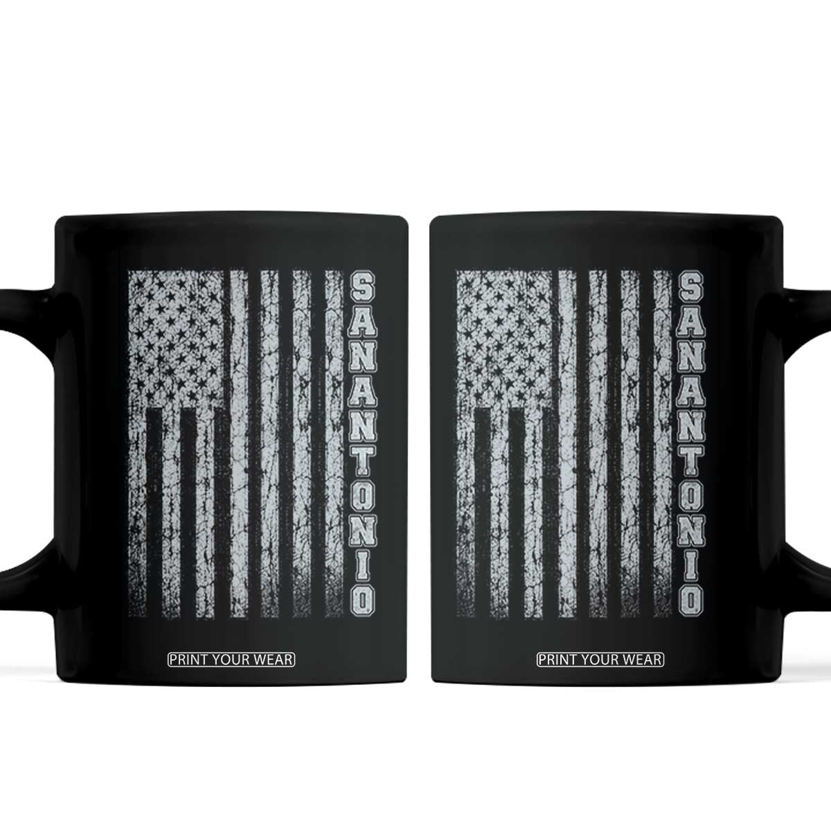 San Antonio Texas State Pride Vintage American Flag Coffee Mug TS11 Black Print Your Wear