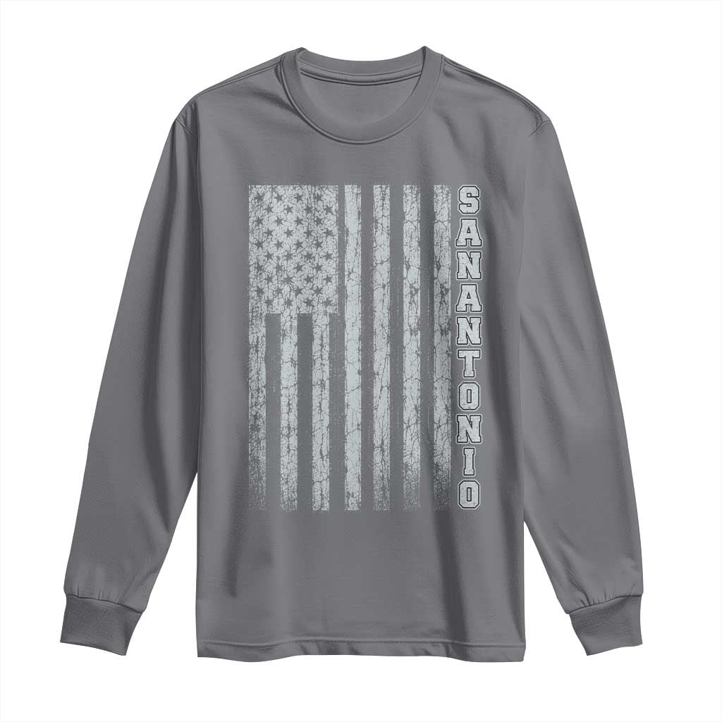 San Antonio Texas State Pride Vintage American Flag Long Sleeve Shirt TS11 Charcoal Print Your Wear
