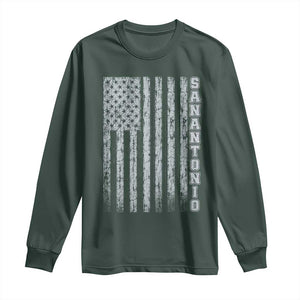 San Antonio Texas State Pride Vintage American Flag Long Sleeve Shirt TS11 Dark Forest Green Print Your Wear