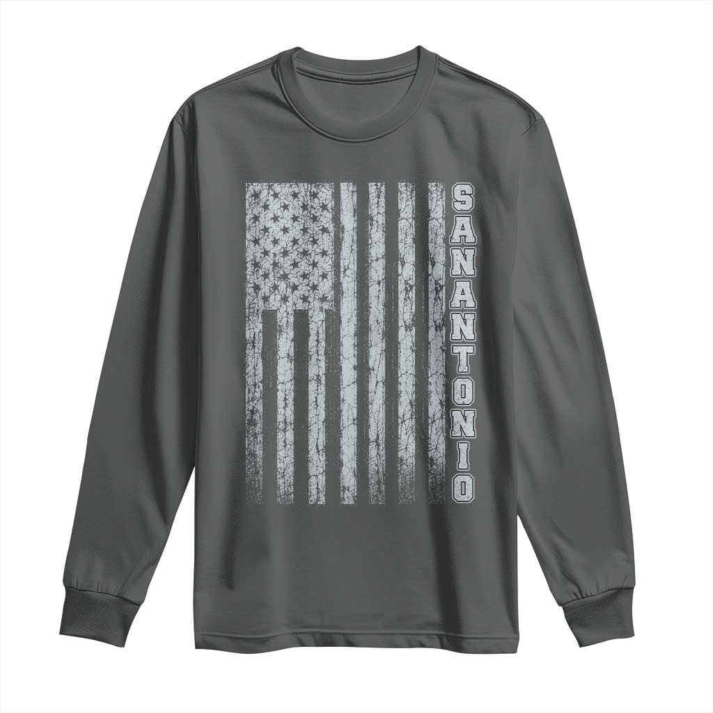 San Antonio Texas State Pride Vintage American Flag Long Sleeve Shirt TS11 Dark Heather Print Your Wear