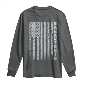 San Antonio Texas State Pride Vintage American Flag Long Sleeve Shirt TS11 Dark Heather Print Your Wear