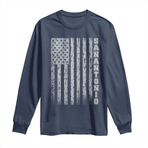 San Antonio Texas State Pride Vintage American Flag Long Sleeve Shirt TS11 Navy Print Your Wear