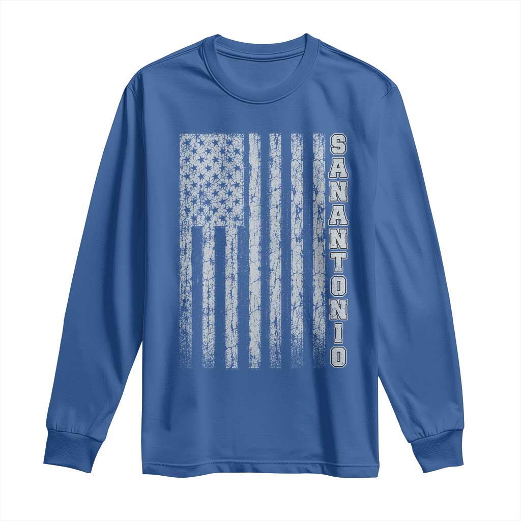 San Antonio Texas State Pride Vintage American Flag Long Sleeve Shirt TS11 Royal Blue Print Your Wear