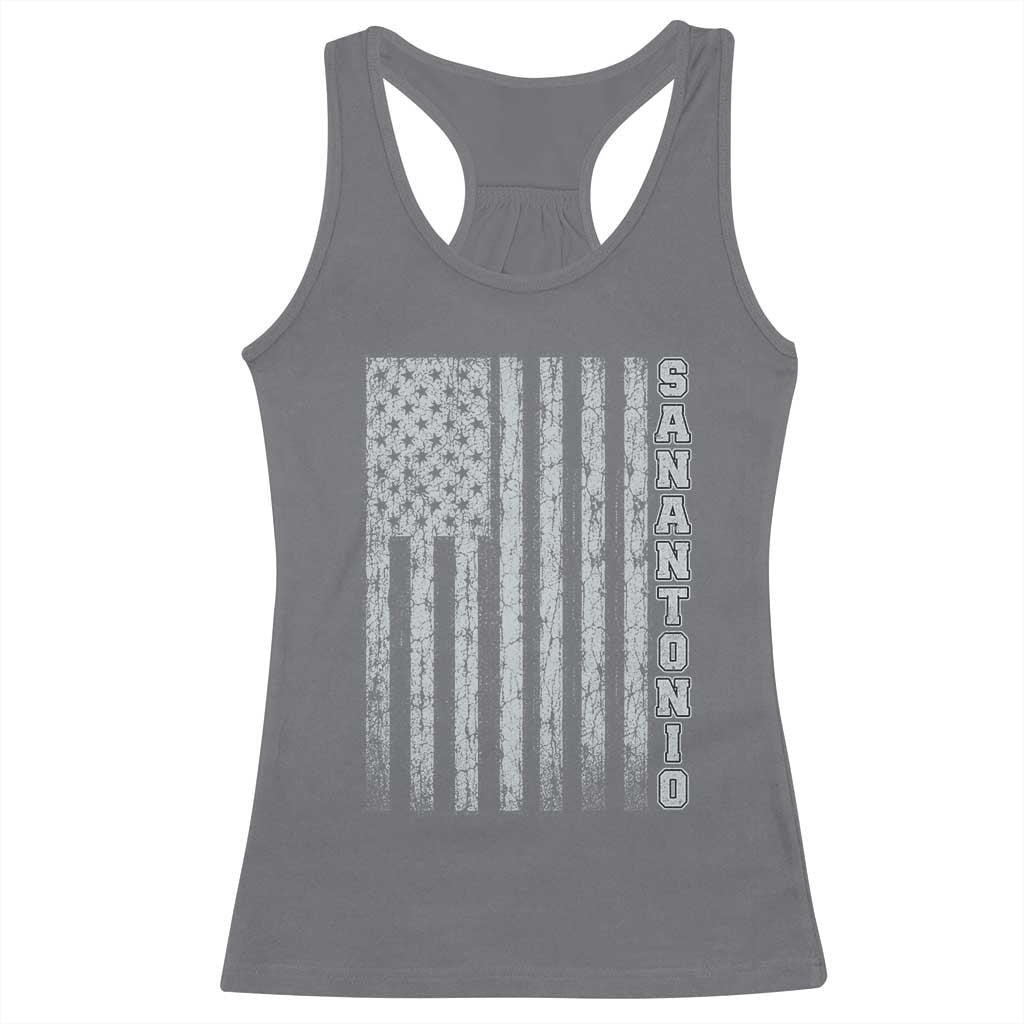 San Antonio Texas State Pride Vintage American Flag Racerback Tank Top TS11 Charcoal Print Your Wear
