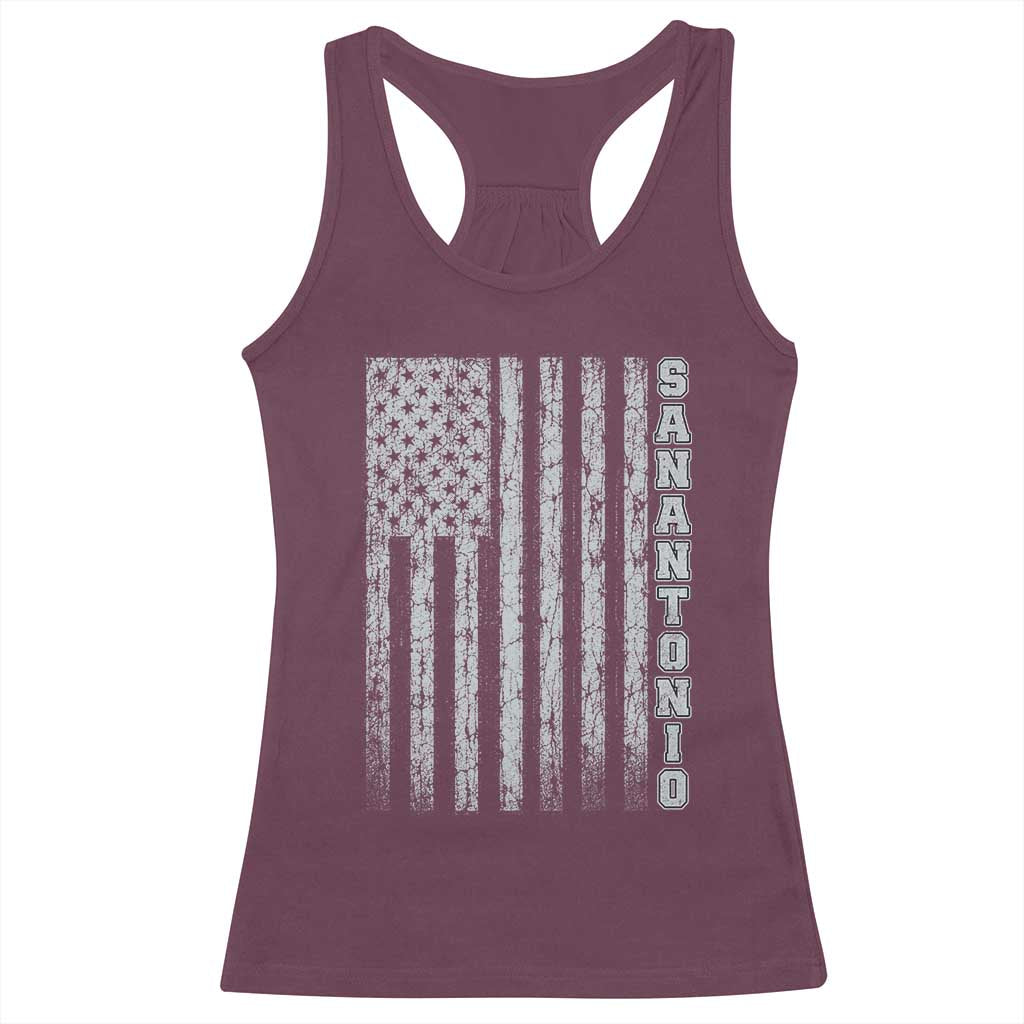 San Antonio Texas State Pride Vintage American Flag Racerback Tank Top TS11 Maroon Print Your Wear