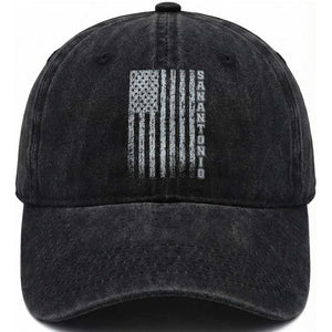 San Antonio Texas State Pride Vintage American Flag Washed Cotton Baseball Cap TS11 Print Your Wear
