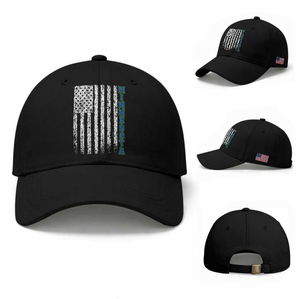 Minnesota MN State Pride Vintage American Flag Baseball Cap TS11 Baseball Cap Universal Fit Black Print Your Wear