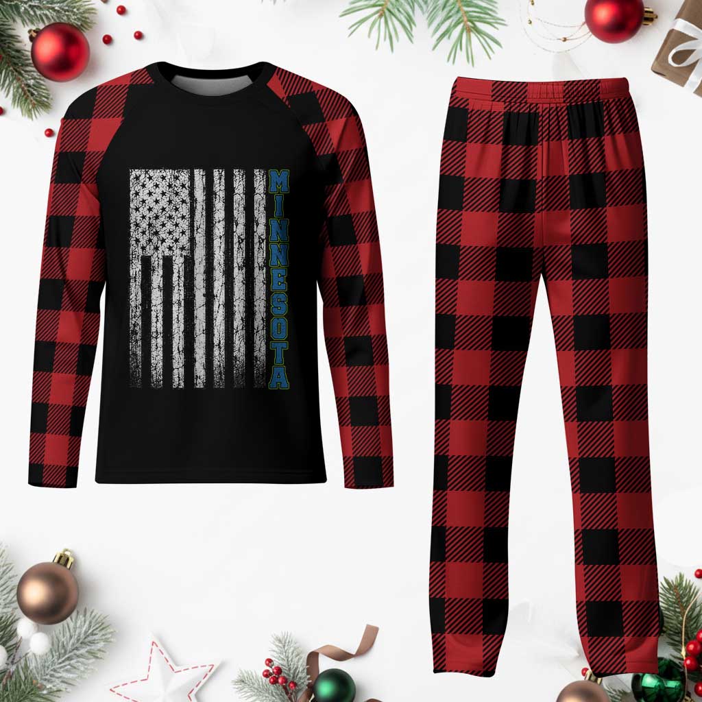Minnesota MN State Pride Vintage American Flag Plaid Pajama Set TS11 Buffalo Plaid Print Your Wear
