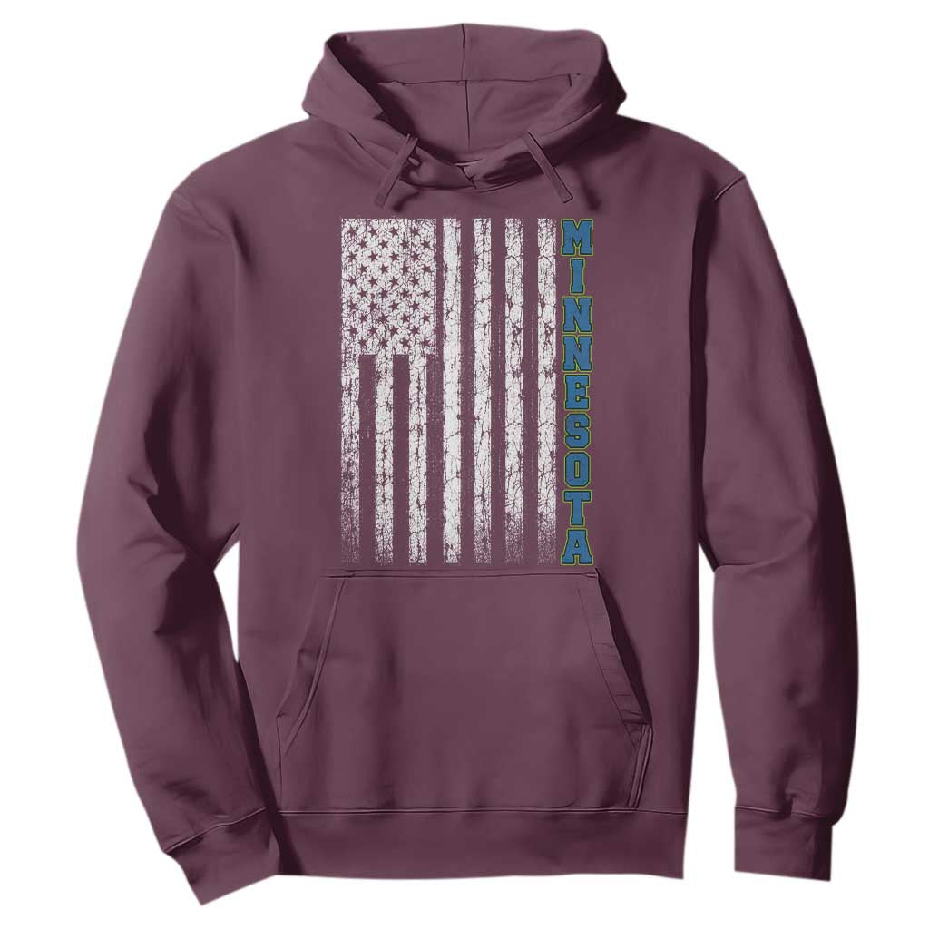 Minnesota MN State Pride Vintage American Flag Hoodie TS11 Maroon Print Your Wear