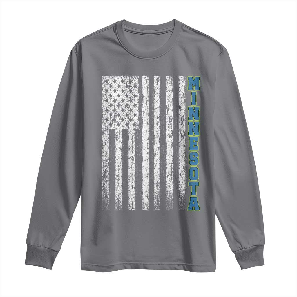Minnesota MN State Pride Vintage American Flag Long Sleeve Shirt TS11 Charcoal Print Your Wear