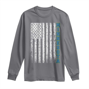 Minnesota MN State Pride Vintage American Flag Long Sleeve Shirt TS11 Charcoal Print Your Wear