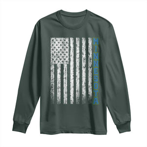 Minnesota MN State Pride Vintage American Flag Long Sleeve Shirt TS11 Dark Forest Green Print Your Wear