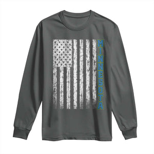 Minnesota MN State Pride Vintage American Flag Long Sleeve Shirt TS11 Dark Heather Print Your Wear