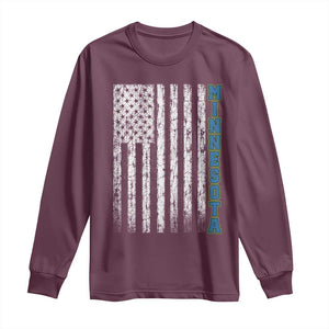 Minnesota MN State Pride Vintage American Flag Long Sleeve Shirt TS11 Maroon Print Your Wear
