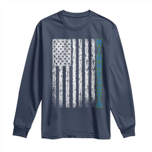 Minnesota MN State Pride Vintage American Flag Long Sleeve Shirt TS11 Navy Print Your Wear