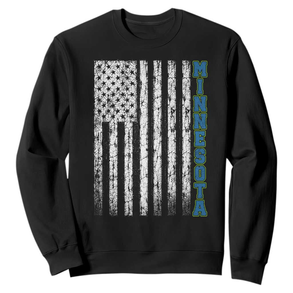Minnesota MN State Pride Vintage American Flag Sweatshirt TS11 Black Print Your Wear