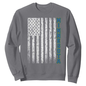 Minnesota MN State Pride Vintage American Flag Sweatshirt TS11 Charcoal Print Your Wear