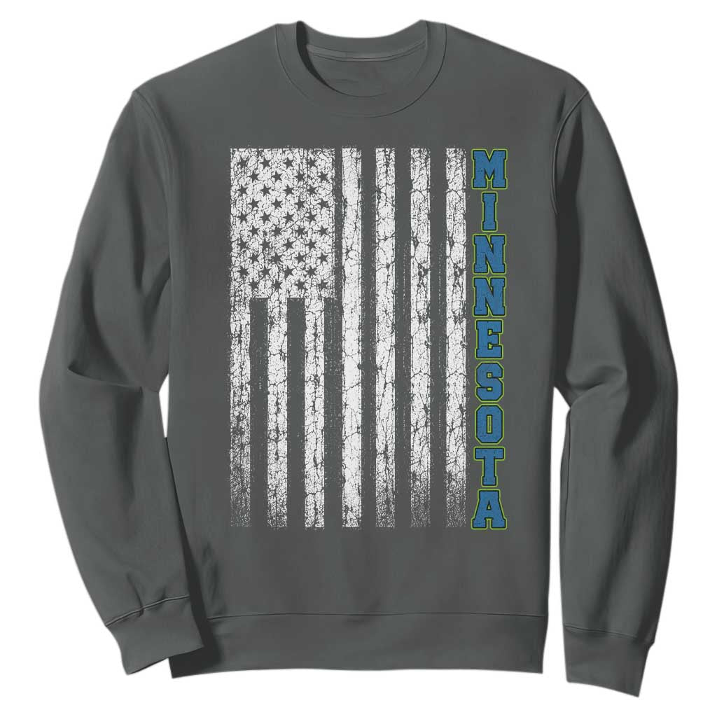 Minnesota MN State Pride Vintage American Flag Sweatshirt TS11 Dark Heather Print Your Wear