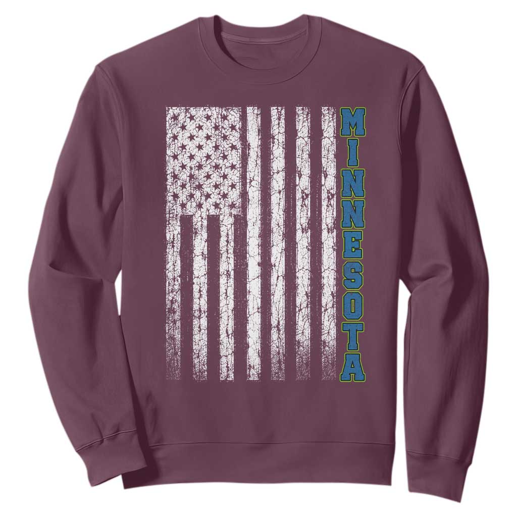 Minnesota MN State Pride Vintage American Flag Sweatshirt TS11 Maroon Print Your Wear
