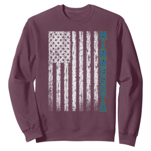 Minnesota MN State Pride Vintage American Flag Sweatshirt TS11 Maroon Print Your Wear