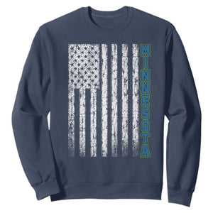 Minnesota MN State Pride Vintage American Flag Sweatshirt TS11 Navy Print Your Wear